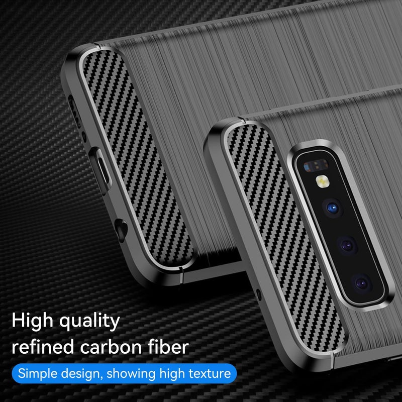 Aikcks for Samsung Galaxy S10 Phone case, Shockproof, Scratch Resistant Carbon Fiber Jacket, Soft TPU, for Galaxy S10 case (Black,) - Image 3